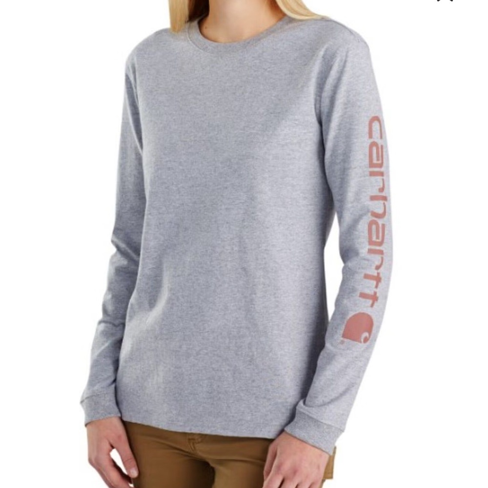 Carhartt Heather Gray Long Sleeve with  Logo NWOT